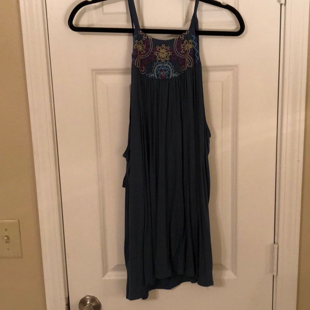 Blue/green high neck tank top